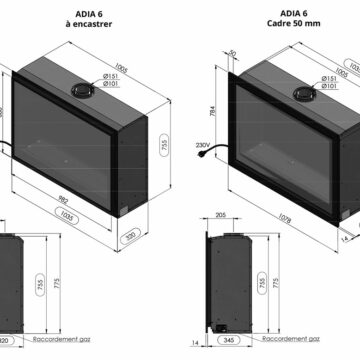Insert gaz Adia 6 Dimensions